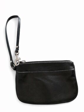 Black Leather Wristlet Clutch